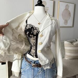 Ilary Lace-Trim Button Blazer (Made in Italy)